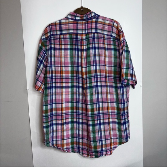 Ralph Lauren Casual Plaid Button Down Shirt Men’s XL Pony Short Sleeve Pink Blue - Picture 9 of 9